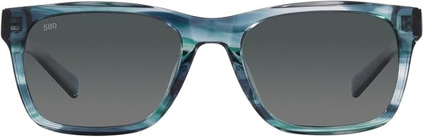 COSTA DEL MAR MENS TYBEE RECTANGULAR SUNGLASSES, OCEAN CURRENTS/GREY GRADIENT POLARIZED 580G, 52