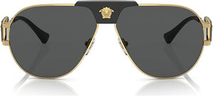 VERSACE MAN SUNGLASSES GOLD FRAME, DARK GREY LENSES, 63