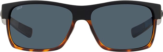 COSTA DEL MAR MAN SUNGLASSES BLACK/SHINY TORTOISE FRAME, GRAY LENSES, 60