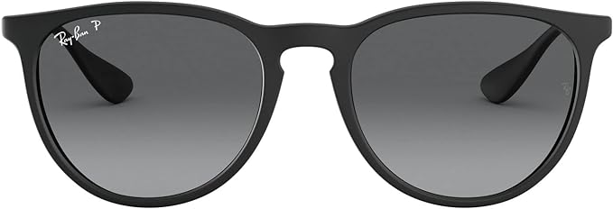 RAY-BAN ERIKA ROUND SUNGLASSES, RUBBER BLACK/LIGHT GREY GRADIENT GREY POLARIZED, RB4171 54