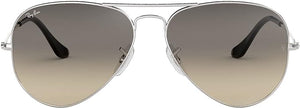 RAY-BAN CLASSIC AVIATOR SUNGLASSES, SILVER/CLEAR GRADIENT GREY, RB3025 62