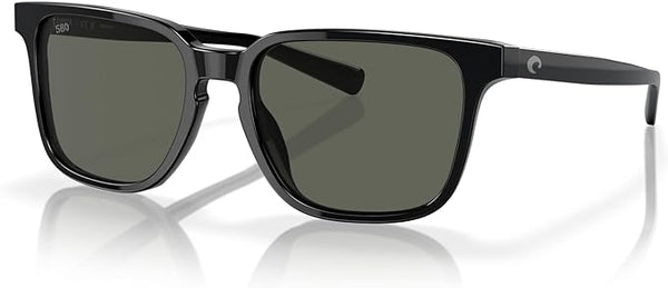 COSTA DEL MAR KAILANO MAN SQUARE  SUNGLASSES BLACK FRAME, GRAY LENSES, 53