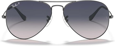 RAY-BAN CLASSIC AVIATOR SUNGLASSES, GUNMETAL/POLARIZED BLUE GRADIENT GREY, RB3025 62