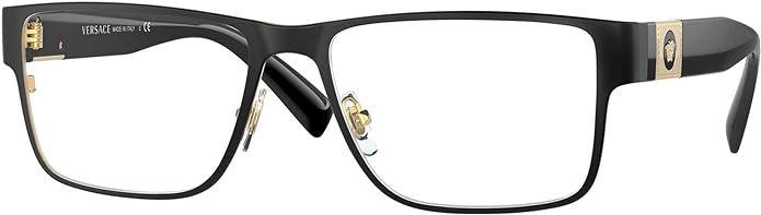 VERSACE VE 1274 1436 BLACK METAL RECTANGLE EYEGLASSES 55