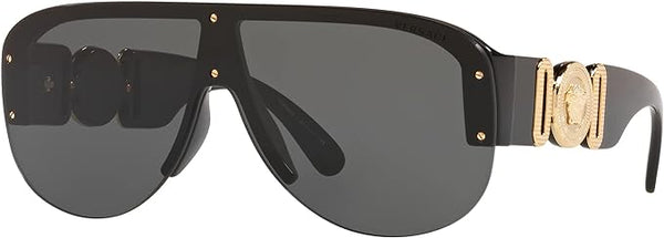 VERSACE MAN SUNGLASSES BLACK FRAME, DARK GREY LENSES, 0MM