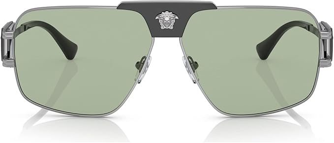 VERSACE MAN SUNGLASSES GUNMETAL FRAME, GREEN LENSES, 63