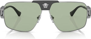 VERSACE MAN SUNGLASSES GUNMETAL FRAME, GREEN LENSES, 63