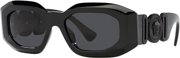 VERSACE MAN SUNGLASSES BLACK FRAME, DARK GREY LENSES, 53