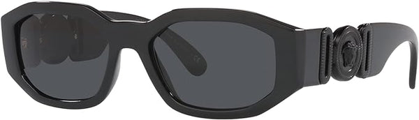 VERSACE UNISEX SUNGLASSES BLACK FRAME, DARK GREY LENSES, 53