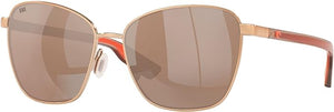 COSTA DEL MAR PALOMA WOMEN'S SUNGLASSES, BRUSHED ROSE GOLD/COPPER SILVER MIRRORED POLARIZED, 58