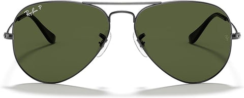 RAY-BAN CLASSIC AVIATOR SUNGLASSES, GUNMETAL/POLARIZED G-15 GREEN, RB3025 62