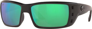 COSTA DEL MAR MENS PERMIT RECTANGULAR SUNGLASSES, BLACKOUT/COPPER GREEN MIRRORED POLARIZED-580G, 62