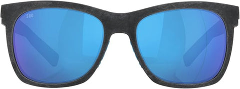 COSTA WOMAN SUNGLASSES NET GRAY WITH BLUE RUBBER FRAME, BLUE MIRROR LENSES, 55