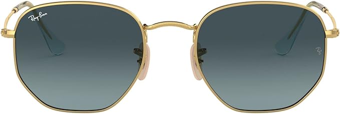 RAY-BAN HEXAGONAL FLAT LENS SUNGLASSES, GOLD/BLUE GRADIENT GREY, RB3548N 54