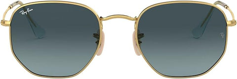 RAY-BAN HEXAGONAL FLAT LENS SUNGLASSES, GOLD/BLUE GRADIENT GREY, RB3548N 48