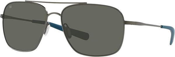 COSTA DEL MAR MENS CANAVERAL ROUND SUNGLASSES, BRUSHED GREY/GREY POLARIZED-580P, 59