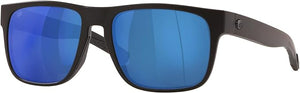 COSTA DEL MAR MENS SPEARO SQUARE SUNGLASSES, BLACKOUT/BLUE MIRRORED POLARIZED-580P, 56