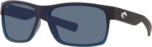 COSTA DEL MAR MEN'S HALF MOON RECTANGULAR SUNGLASSES, BAHAMA BLUE FADE/GREY POLARIZED-580P, 60