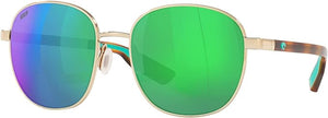 COSTA DEL MAR EGRET SUNGLASSES, SHINY GOLD/GREEN MIRRORED POLARIZED, 55