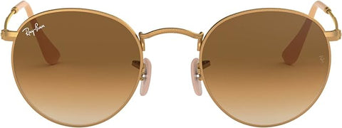 RAY-BAN ROUND METAL SUNGLASSES, MATTE GOLD/CLEAR GRADIENT BROWN, RB3447 50