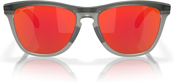 OAKLEY FROGSKINS RANGE LOW BRIDGE FIT ROUND SUNGLASSES, MATTE GREY SMOKE/GREY IN/PRIZM RUBY,OO9284A  55