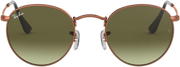 RAY-BAN ROUND METAL SUNGLASSES, MEDIUM BRONZE/GREEN GRADIENT BROWN, RB3447 53