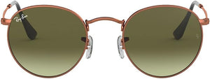 RAY-BAN ROUND METAL SUNGLASSES, MEDIUM BRONZE/GREEN GRADIENT BROWN, RB3447 50