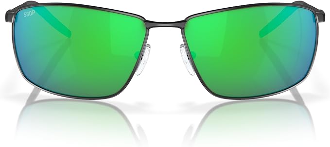 COSTA DEL MAR MAN SUNGLASSES MATTE BLACK/GREEN MIRROR,63