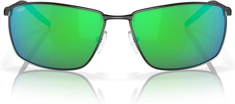 COSTA DEL MAR MAN SUNGLASSES MATTE BLACK/GREEN MIRROR,63