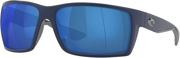 COSTA DEL MAR MENS REEFTON RECTANGULAR SUNGLASSES, MATTE DARK BLUE/BLUE MIRRORED POLARIZED-580P, 64