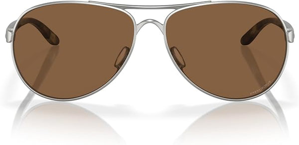 OAKLEY WOMEN'S FEEDBACK AVIATOR SUNGLASSES, SATIN CHROME/PRIZM BRONZE, OO4079 59