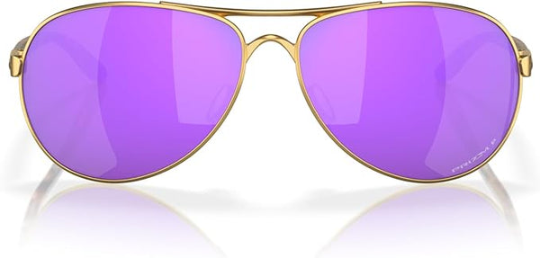 OAKLEY WOMEN'S FEEDBACK AVIATOR SUNGLASSES, SATIN GOLD/PRIZM VIOLET POLARIZED, OO4079 59