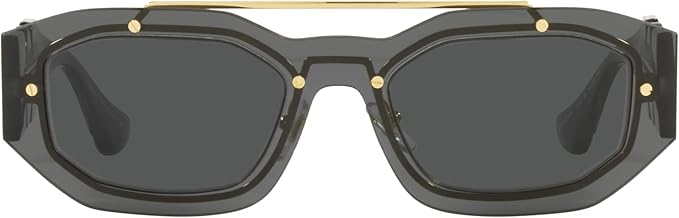 VERSACE UNISEX SUNGLASSES TRANSPARENT DARK GREY FRAME, DARK GREY LENSES, 51