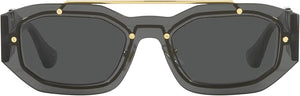 VERSACE UNISEX SUNGLASSES TRANSPARENT DARK GREY FRAME, DARK GREY LENSES, 51