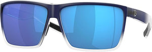 COSTA DEL MAR RINCON FISHING AND WATERSPORTS SUNGLASSES, MATTE DEEP BLUE FADE/BLUE MIRRORED 580G, 63