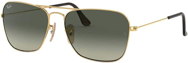 RAY-BAN CARAVAN SQUARE SUNGLASSES, GOLD/LIGHT GREY GRADIENT DARK GREY, RB3136 55