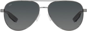 COSTA DEL MAR UNISEX PELI AVIATOR SUNGLASSES, DARK GUNMETAL/GREY GRADIENT POLARIZED 580G, 57