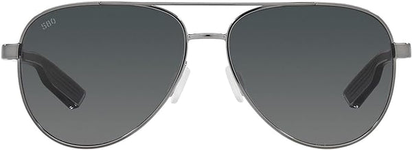 COSTA DEL MAR UNISEX PELI AVIATOR SUNGLASSES, DARK GUNMETAL/GREY GRADIENT POLARIZED 580G, 57