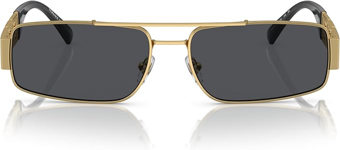 VERSACE MAN SUNGLASSES GOLD FRAME, DARK GREY LENSES, 60MM