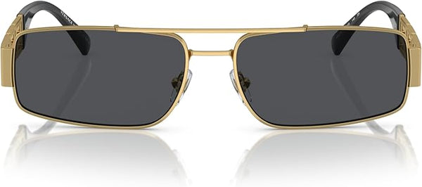 VERSACE MAN SUNGLASSES GOLD FRAME, DARK GREY LENSES, 60MM