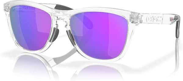 OAKLEY FROGSKINS RANGE LOW BRIDGE FIT ROUND SUNGLASSES, MATTE CLEAR/PRIZM VIOLET, OO9284A  55