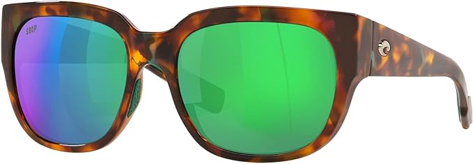 COSTA DEL MAR WOMENS WATERWOMAN RECTANGULAR SUNGLASSES, BROWN/GREEN MIRRORED POLARIZED-580P, 55