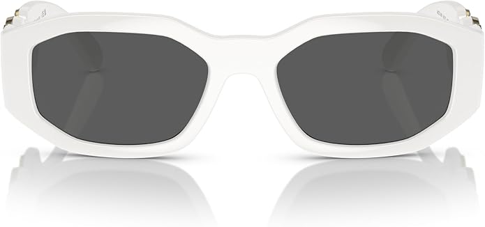 VERSACE MAN SUNGLASSES WHITE FRAME, DARK GREY LENSES, 53