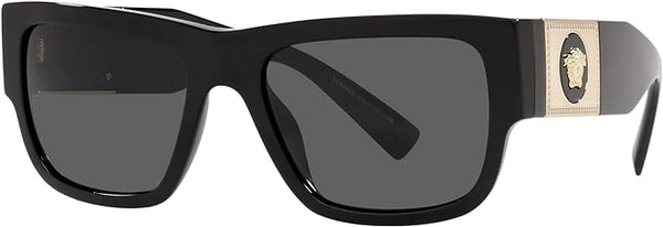 VERSACE MAN SUNGLASSES BLACK FRAME, DARK GREY LENSES, 56