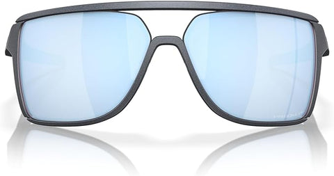 OAKLEY MEN'S CASTEL RECTANGULAR SUNGLASSES, BLUE STEEL/PRIZM DEEP WATER POLARIZED, OO9147 63