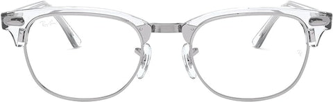 RAY-BAN CLUBMASTER SQUARE PRESCRIPTION EYEGLASS FRAMES, WHITE TRANSPARENT/DEMO LENS, RX5154 49