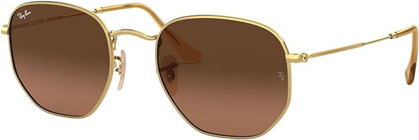 RAY-BAN HEXAGONAL FLAT LENS SUNGLASSES, GOLD/BROWN GRADIENT GREY, RB3548N 48