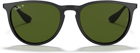 RAY-BAN ERIKA ROUND SUNGLASSES, BLACK/POLARIZED GREEN, RB4171 54