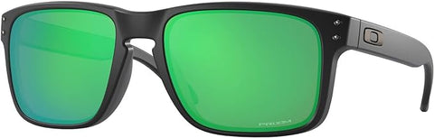 OAKLEY MEN'S  HOLBROOK LOW BRIDGE FIT RECTANGULAR SUNGLASSES, MATTE BLACK INK/PRIZM JADE, OO9244 56