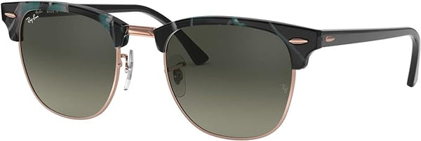 RAY-BAN CLUBMASTER SQUARE SUNGLASSES, SPOTTED GREY/GREEN/LIGHT GREY GRADIENT DARK GREY, RB3016 51